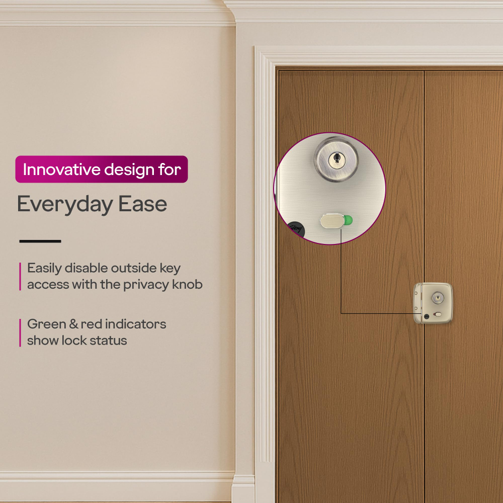 Godrej Locks I Rim Lock I Twin Bolt Compact 1Ck Latch Bolt I for Inside Opening Wooden Doors I Left or Right Handed Doors I 3 Keys I 1-Year Warranty I Textured Black Finish
